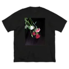 q__xwx__pのお花さん ビッグシルエットTシャツ