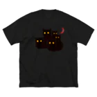 Radiostar suzuriSHOPの銀鉤舎　暗闇の黒猫 ビッグシルエットTシャツ