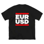 金融投資デザイン　カマラオンテ-ムラサキのユロドル ユーロドル EURUSD FX 為替 両替 　白字白　フォント  トレーダー　トレード　投資家 ビッグシルエットTシャツ