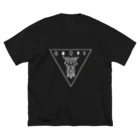 KIKITEKI_LABORATORYの閉眼逆トライアングル 白 Big T-Shirt