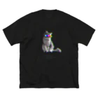 猫ICHIZO公式グッズのレインボー目線猫Tシャツ Big T-Shirt