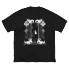 MiroNikuwo. のチャイナ風白黒兎(暗い生地推奨) ビッグシルエットTシャツ