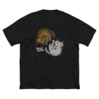 猫山ぽん太の【NoCat NoLife】濃い色版 ビッグシルエットTシャツ