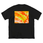 8910artの蛍光波orange ビッグシルエットTシャツ