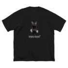 nya nya*のバックショットねこ(アンダーロゴ白) ビッグシルエットTシャツ