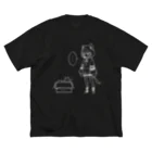 Raimのねこ&少女 white ビッグシルエットTシャツ