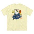 Higashi屋★ワンマンショー★　の浮世絵猫　スカジャン風デザイン ビッグシルエットTシャツ