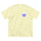 ハナのお店のポケットにシマエナガ ビッグシルエットTシャツ