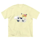 Futakawa Mayuのグッズショップのニワトリ　プール　ミルク ビッグシルエットTシャツ