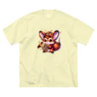 吹奏楽デザインのキツネ×ホルン ビッグシルエットTシャツ