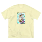 Ａｔｅｌｉｅｒ　Ｈｅｕｒｅｕｘの春の花々と猫　Fiori di PrimaveraⅡ ビッグシルエットTシャツ