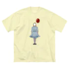 prunelleの風船と女の子 ビッグシルエットTシャツ