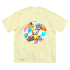 miku'ꜱGallery星猫の猫ちゃん😺兎ちゃん🐰のフルーツ狩り ビッグシルエットTシャツ