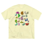 LalaHangeulのカラフルなハングル母音 ビッグシルエットTシャツ