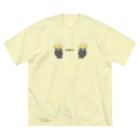 ビールとアート TM-3 Designの名画 × BEER（ムンクの叫び・Wムンク）黒線画 Big T-Shirt