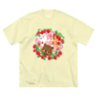 ゆるかわグラデーション＠NonnoDesignLaboのイチゴがいっぱい ビッグシルエットTシャツ