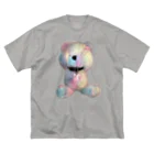 💜Salon de Lucia💜のPeek-a-boo Teddy rainbow Big T-Shirt