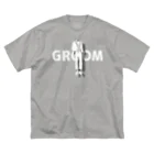 ペアTシャツ屋のシバヤさんのペア(GROOM)タキシード_白_FW Big T-Shirt