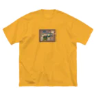 カレー屋　月夜のライオンの違う星から来た猫達（壁画） ビッグシルエットTシャツ