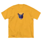 cinnamon junkieのくろいねこ（フォント白） ビッグシルエットTシャツ