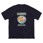猫と釣り人のキツネウドン(ドット絵) ビッグシルエットTシャツ