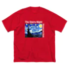 art-laboratory 絵画、芸術グッズのゴッホの「星月夜」テキスト白バージョン ビッグシルエットTシャツ
