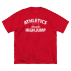 sports_tower スポーツタワーの走り高跳び・白・陸上競技・はしりたかとび・ハイジャンプ・マット・グッズ・Tシャツ・男子・女子・背面跳び・high jump・有力・確実・候補・選手・トレーニング・陸上魂・社会人・学生・実業団 ビッグシルエットTシャツ