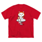 mkumakumaのおひとりにゃま色付き ビッグシルエットTシャツ