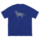 AtelierBoopの花月　ボーダーコリー　グレー ビッグシルエットTシャツ