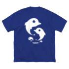 LIGHT HOUSE with DOLPHINのマガタマイルカ(ジャンプ)・白 ビッグシルエットTシャツ