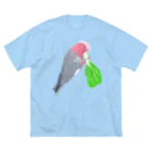 Lily bird（リリーバード）のチンゲン菜食べるモモイロインコ ビッグシルエットTシャツ