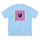 usa100の【黒】紫黄色ストライプ羊 ビッグシルエットTシャツ