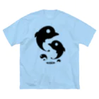 LIGHT HOUSE with DOLPHINのマガタマイルカ(ジャンプ)・黒 Big T-Shirt