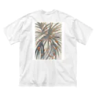 Chiyon 水彩とお花のアートの棕櫚の日光浴 ビッグシルエットTシャツ