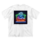 N SAUNA LOGOのネオン風サウナロゴ2 ビッグシルエットTシャツ