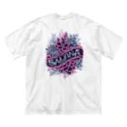 N SAUNA LOGOのネオン風花柄サウナロゴ11　花柄ver.4 ビッグシルエットTシャツ