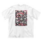 Skull sectionの薔薇とドクロ ビッグシルエットTシャツ