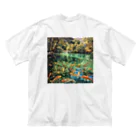 AQUAMETAVERSEの透き通ってる長良川で泳いいる魚たち アメジスト 2846 ビッグシルエットTシャツ