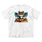 nekodoragonの猫ドラゴン　背景透過ver ビッグシルエットTシャツ