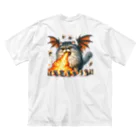 nekodoragonのブサカワ！火噴き猫ドラゴン　背景透過ver ビッグシルエットTシャツ