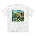 AQUAMETAVERSEのお花畑に囲まれる猫ちゃんと私 アメジスト 2846 Big T-Shirt