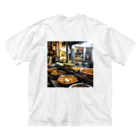 AQUAMETAVERSEのカレー屋店内の厨房風景　kouchan 1616 ビッグシルエットTシャツ