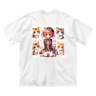ウツボちゃんの大好きな猫に囲まれて ビッグシルエットTシャツ