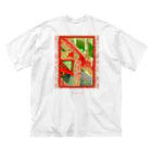Kazumichi Otsubo's Souvenir departmentの錆びて剥がれて灼熱 ~ レッド＆グリーン ビッグシルエットTシャツ