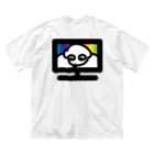 ハジケパンチの犬テレビ虹色 ビッグシルエットTシャツ