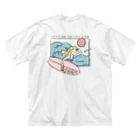 surf girl illustration yuriの海へ行こう（裸眼編） ビッグシルエットTシャツ