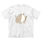 かわいいもののおみせ　いそぎんちゃくの表裏印刷　仲良し猫　キジトラ&ポインテッド Big T-Shirt