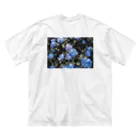 nanato yamadaのHydrangea 紫陽花T blue ビッグシルエットTシャツ