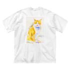 あおニャーマンの水彩画ねこ1 ビッグシルエットTシャツ