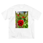 sceneryの赤い花 ビッグシルエットTシャツ